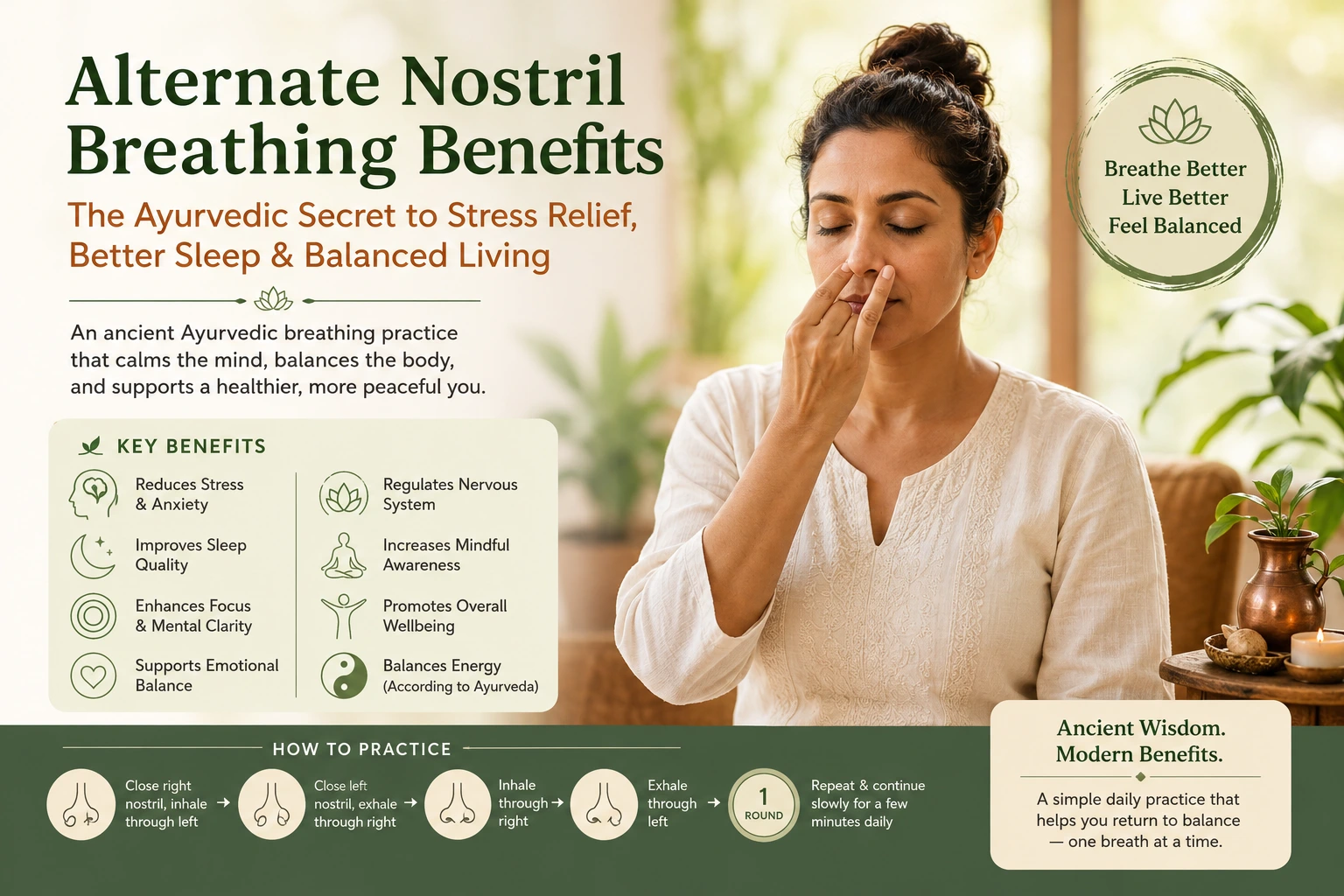 Alternate nostril breathing for wellness with Vedicwibes