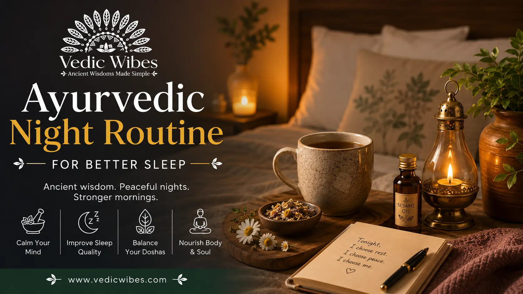Ayurvedic night routine for relaxation wit Vedicwibes
